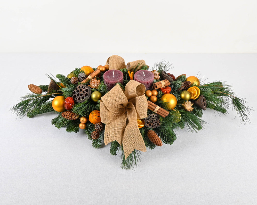 'Barna Woods' Christmas Table Centrepiece - Long