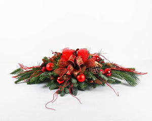 'Classic Red Berries' Christmas Table Centrepiece - Long