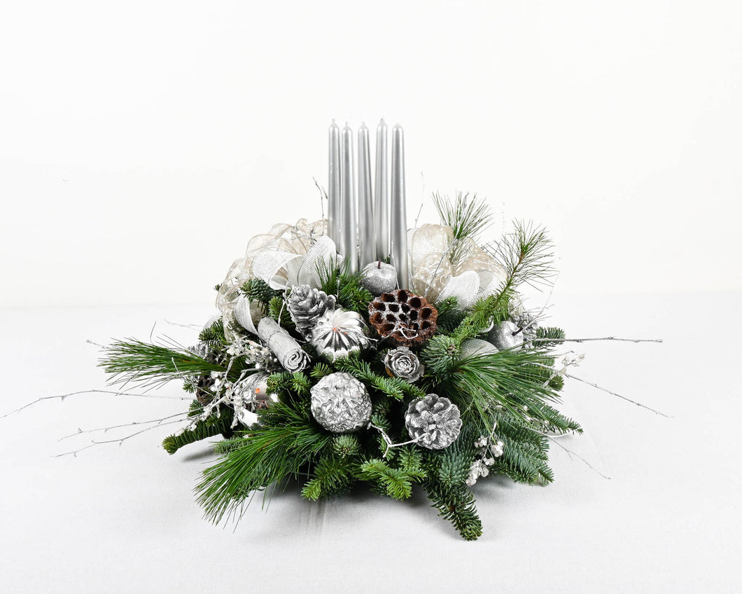 'Silver Strand' Christmas Table Centrepiece - Round