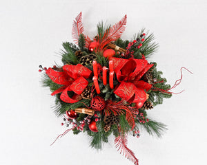 'Classic Red Berries' Christmas Table Centrepiece - Round