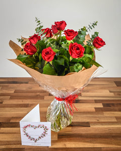A Dozen Red Roses - Luxury Hand-tied Rose Bouquet