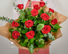 Load image into Gallery viewer, A Dozen Red Roses - Luxury Hand-tied Rose Bouquet
