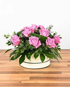 Pink Rose Hatbox - Luxury Dozen
