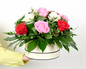 Mixed Rose Hatbox with an Elegant Julie Clarke Diffuser