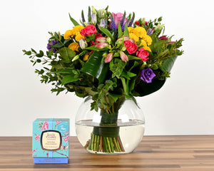 Colour Burst Fishbowl Bouquet & a Luxury Julie Clarke Candle